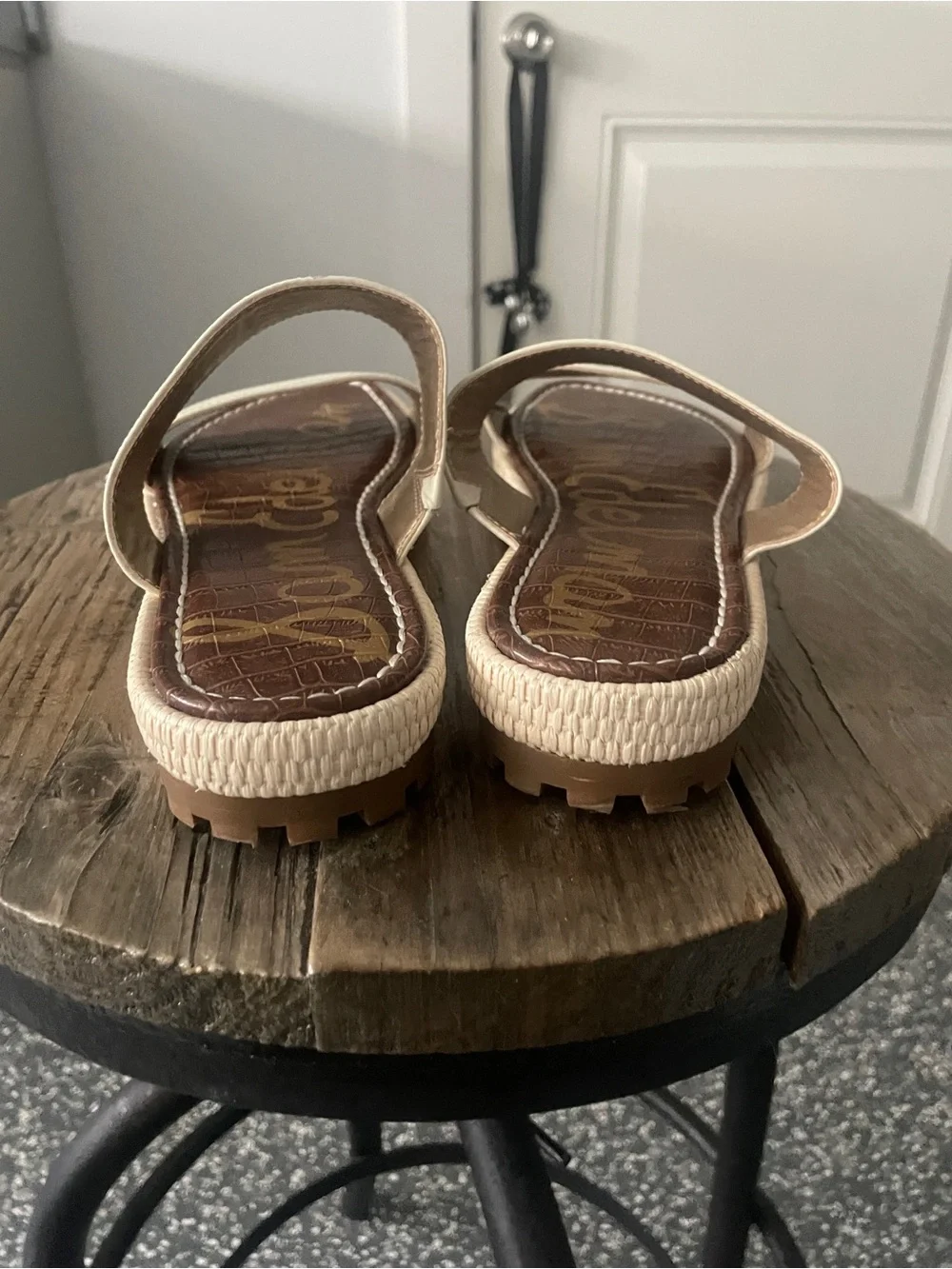Sam Edelman Leather Cream Double-Strap Slide Sandals, 8.5